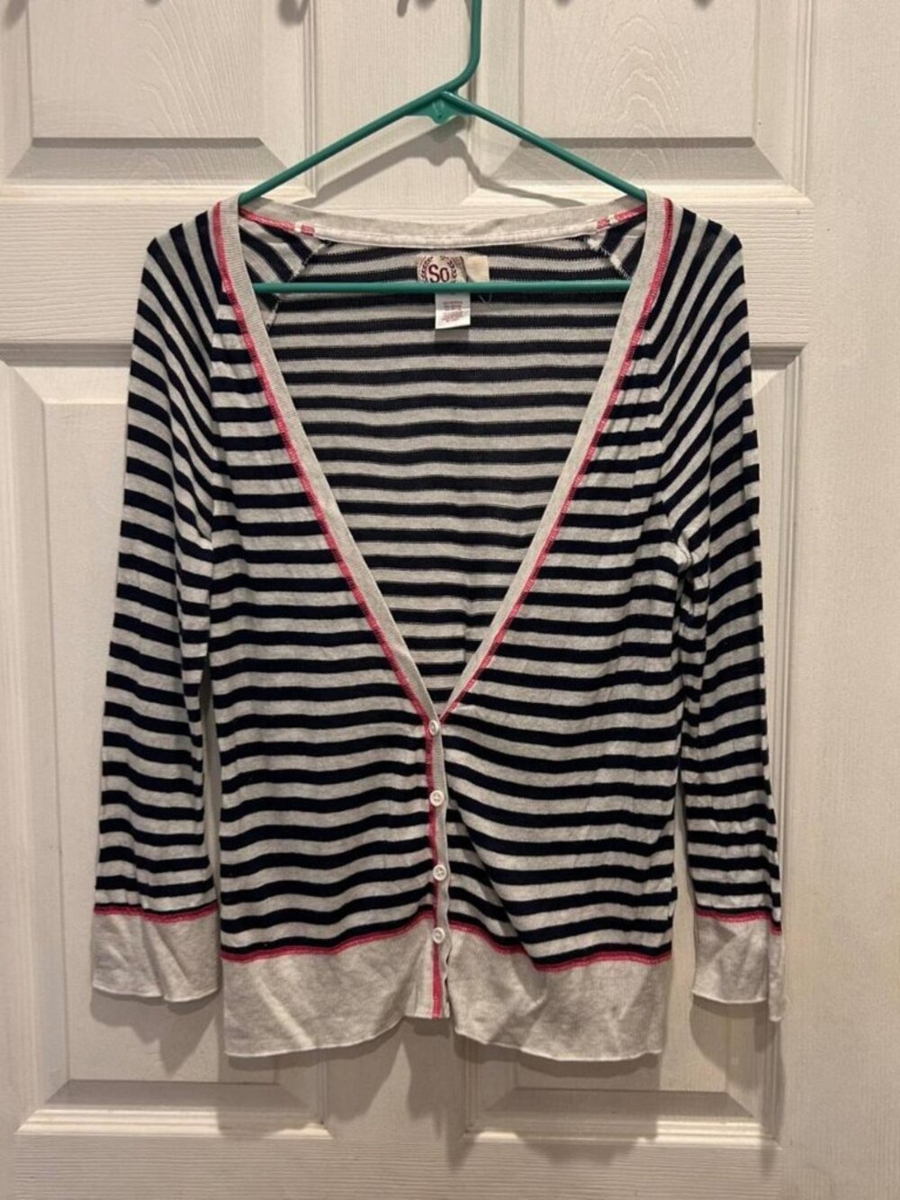 Women's Blue and White Cardigan